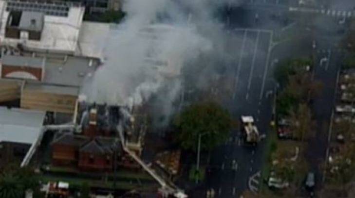 A fire at the Essendon Historical Society Photo: Courtesy Twitter, @9NewsMelb
