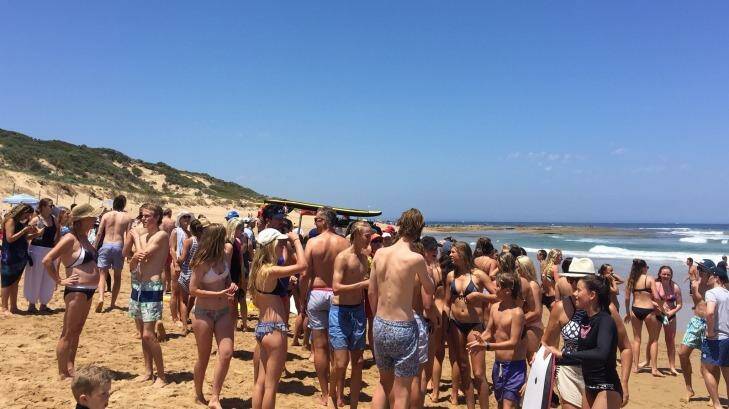 Point Lonsdale Beach was closed due to shark sighting within 500 metres of flags. Photo: Anna Sublet