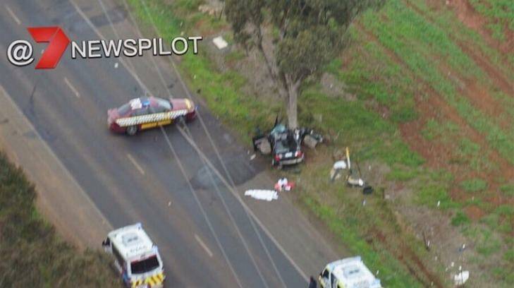 The scene of the crash in Melton South Photo: Seven News