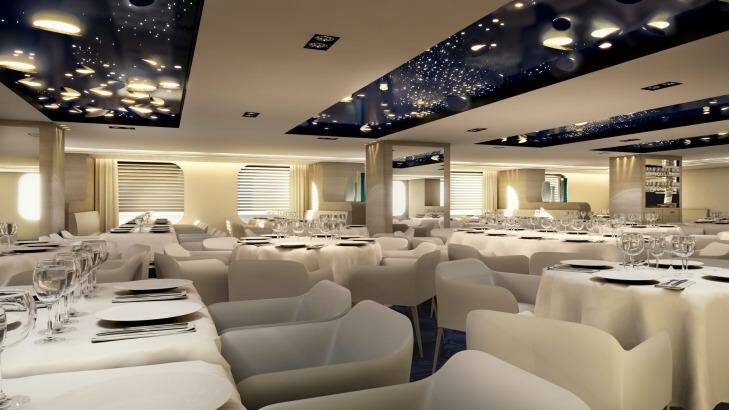 In the dining room of Ponant's new luxury expedition ships