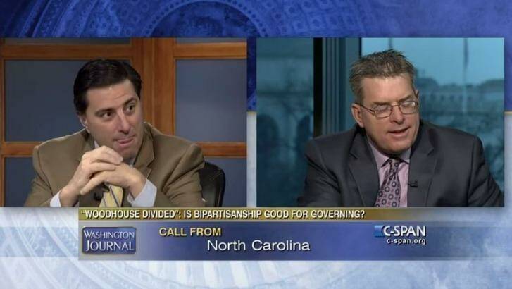 "Oh god its mum," a national televised political debate between brothers hijacked by their mother on Wednesday Photo: C-SPAN