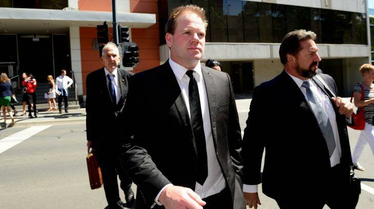 Former AFL footballer Nick Stevens leaves Ringwood's Magistrate's Court yesterday. Photo: Penny Stephens
