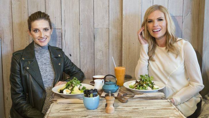 Kate Waterhouse and Sonia Kruger at Bloom Cafe.   Photo: Jessica Hromas