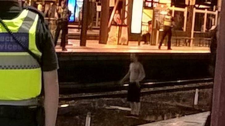 The man on the tracks at Flinders Street station. Photo: Supplied
