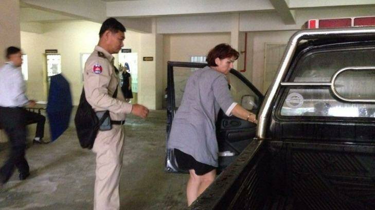Melbourne nurse and fertility specialist Tammy Davis-Charles arrives at a Phnom Penh court on Tuesday.  Photo: Nara Lon