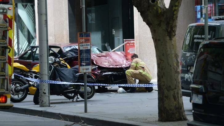 Dimitrious "James" Gargasoulas allegedly drove down Bourke Street Mall before he was shot in the arm and dragged from the car by police. Photo: Justin McManus