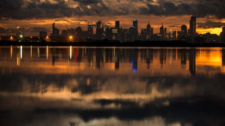 A beautiful sunrise over Melbourne for the first day of winter. Photo: Jason South