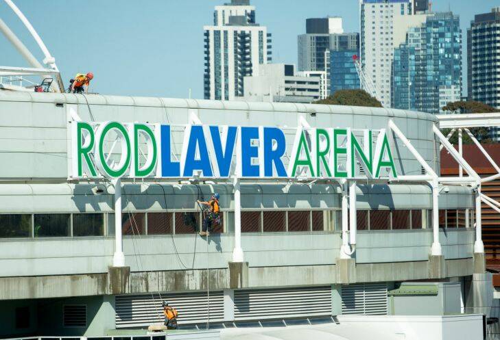 The exterior of the Rod Laver Arena is seen on launch day of the 2018 Australian Open at Rod Laver Arena, Melbourne Park, Melbourne, Tuesday, October 10, 2017. (AAP Image/ Supplied by Tennis Australia) NO ARCHIVING, EDITORIAL USE ONLY