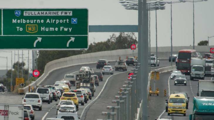 Outbound traffic on the Tullamarine Freeway.  Photo: Penny Stephens