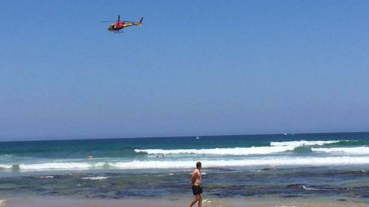 The Westpac Rescue helicopter at Point Lonsdale. Photo: Anna Sublet