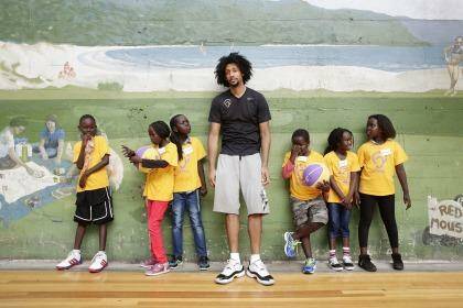 NBA veteran turned Sydney Kings star import Josh Childress spent Wednesday shooting hoops with young children. Photo: Jessia Hromas