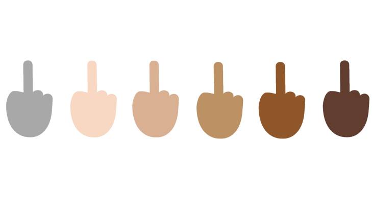 Racial harmony: a diversity of skin tones is coming to Windows 10 emojis, as is the middle finger. Photo: Emojipedia Blog