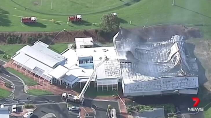 The Somerville sports stadium was gutted by a suspicious fire. Photo: 7 News Melbourne