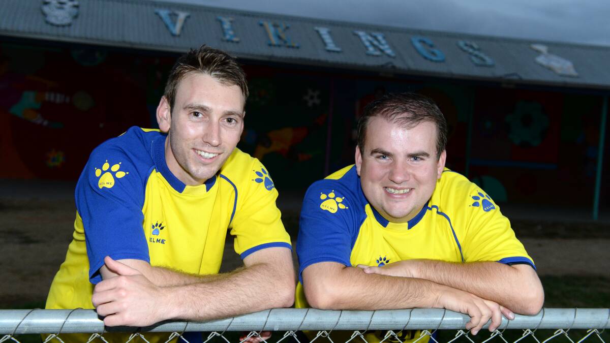  Matthew Jamieson, left, and  Michael Busija who are enjoyiing the World Cup party, Brazilian style.
