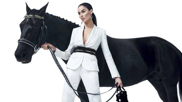 Legged beauties: Nicole Trunfio looks right at home with her equine modelling companion. Photo: Nicole Bentley