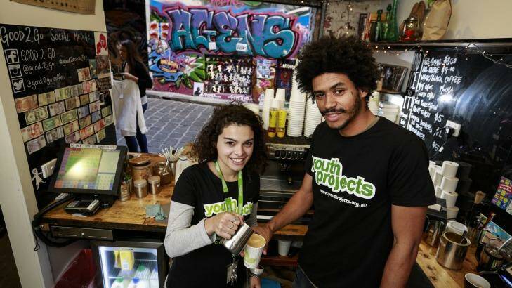 Ann Scully and Wallace Caravalho at Cafe2go which is run by Youth Projects.   Photo: Eddie Jim