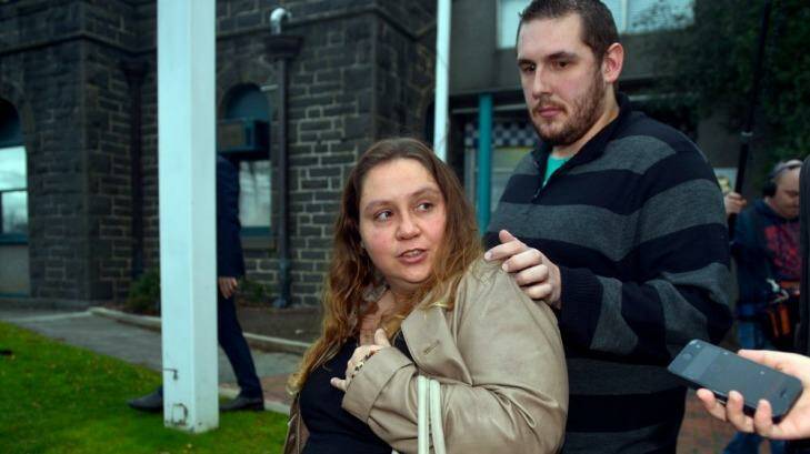 Rhett Wallace and Cassie Batten leave the Epping police station on Thursday. Photo: Joe Armao