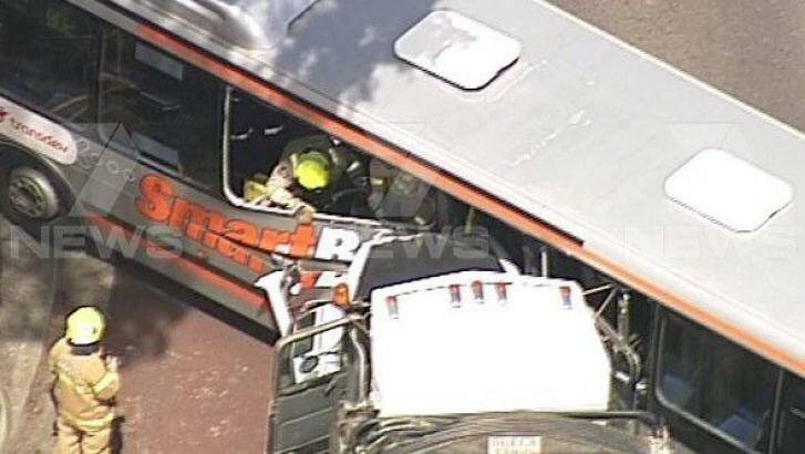 Two people were taken to hospital after the crash. Photo: Courtesy of Seven News