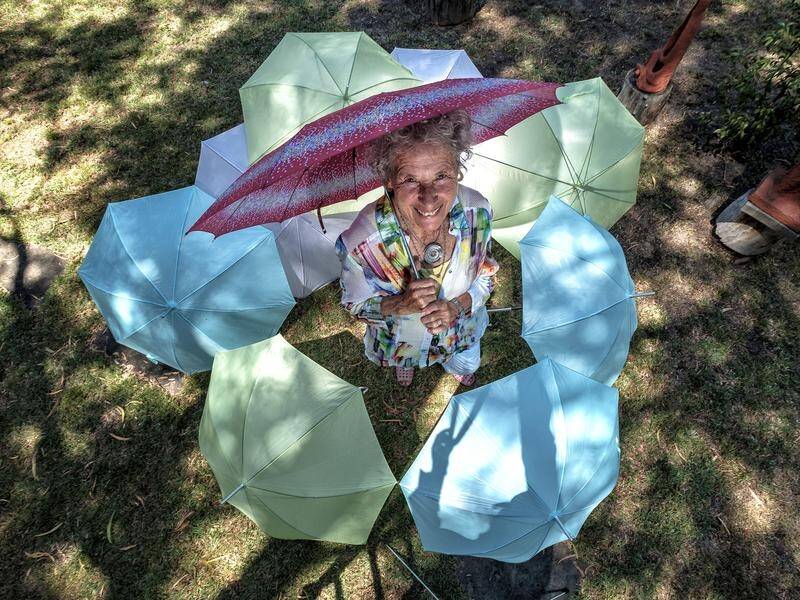 Melbourne woman Eva de Jong-Duldig has a special link to the folding umbrella - her mum invented it.