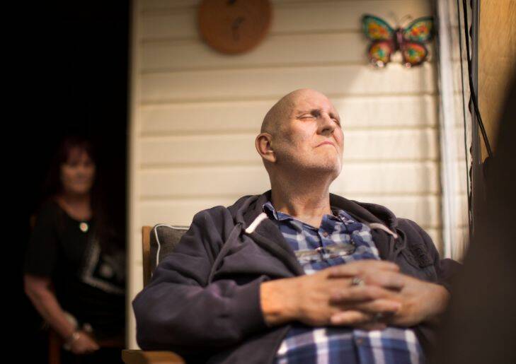 The Age, news.Wayne and Lizzie Russell.  Wayne has terminal liver disease and is using palliative care. His wife Lizzie is his carer. For a feature on palliative care.Pic Simon Schluter. 21 September 2017.
