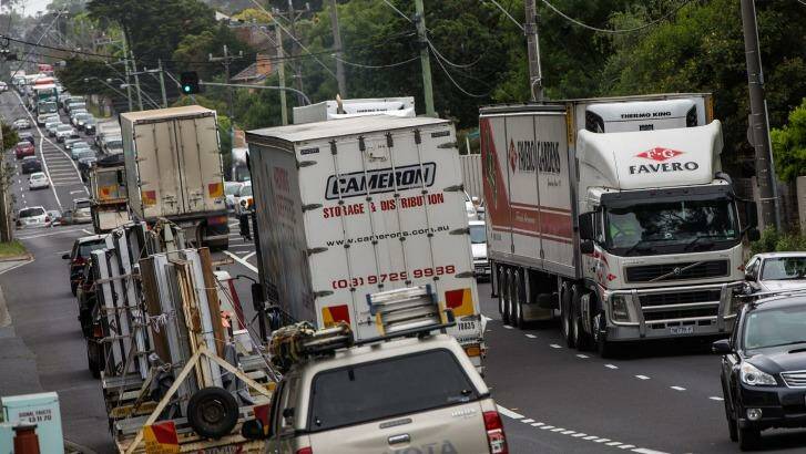 Rosanna Road has become a major freight route, with trucks travelling between the Eastern Freeway and the Metropolitan Ring Road.  Photo: Chris Hopkins