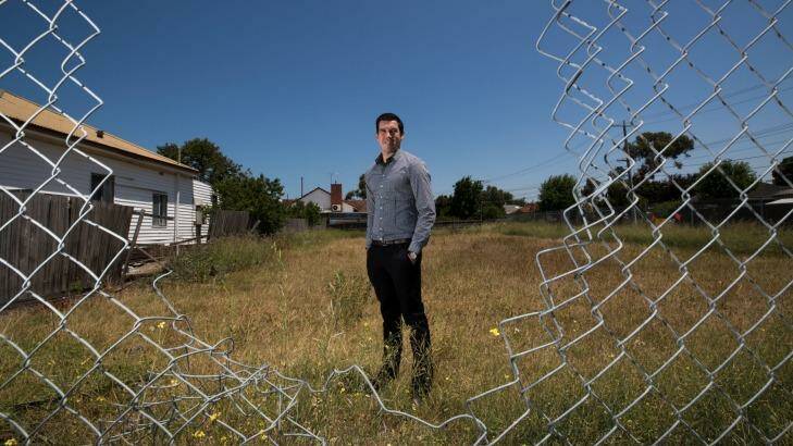 Philanthropist Brad Harris at one of VicRoads' vacant plots in Maidstone.  Photo: Jason South