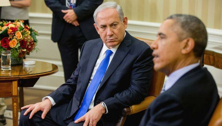 President Barack Obama with Israeli Prime Minister Benjamin Netanyahu in the Oval Office of the White House in Washington in 2015. Photo: Andrew Harnik