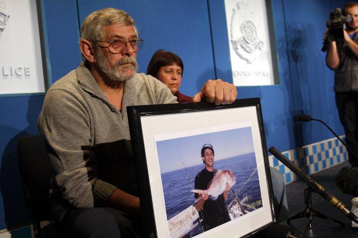 MELBOURNE, AUSTRALIA- MAY 17, 2009 : Photo of Cecil and Launa Russouw at the announcement of a $100,000 reward for information on the death of their son James Russouw at the police centre in Melbourne May 17, 2009.  THE AGE/ LUIS ENRIQUE ASCUI