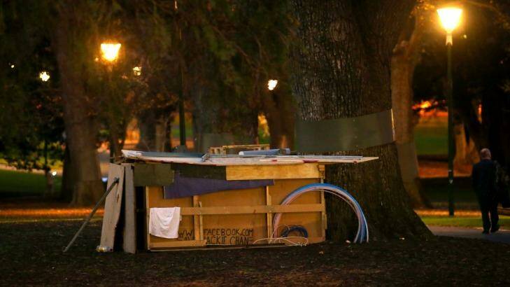 A makeshift homeless shelter. Photo: Pat Scala
