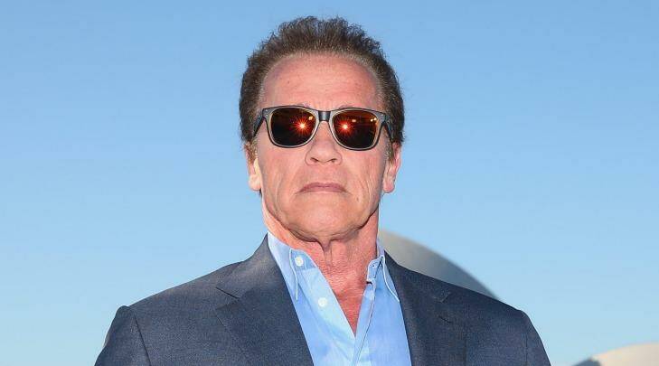 Arnie in Sydney earlier this year for the <i>Terminator: Genysis</i> publicity tour. Photo:  Cameron Spencer/Getty Images