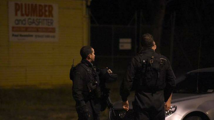 Police at the scene where three people were shot dead. Photo: Bendigo Advertiser