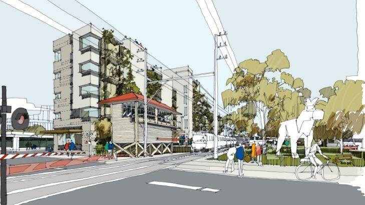 An artists' impression of the plan for land next to Fairfield railway station. Residents and traders opposed to the "deep green" apartment building, dubbed Nightingale 2.0, have taken Darebin Council's approval of the plan to VCAT.  Photo: Supplied