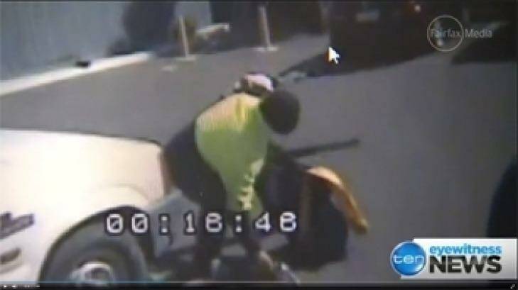 Christopher Binse in an armed hold-up in Laverton in March 2012.  Photo: Channel Ten