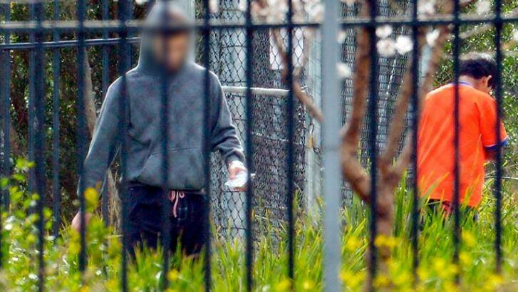 Inmates at Melbourne immigration transit accommodation in Broadmeadows on Sunday. (Digitally altered image) Photo: Joe Armao