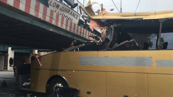 The Gold Bus Ballarat bus slammed into the bridge in February.