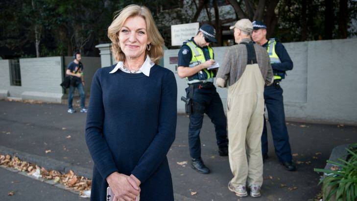 Leader of the Austrlaian Sex Party Fiona Patten outside the Fertility Control Clinic in East Melbourne on Monday. Photo: Penny Stephens