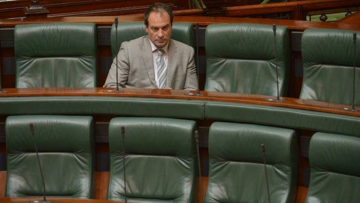 One is the loneliest number: Geoff Shaw in the chamber on Wednesday morning. Photo: Joe Armao