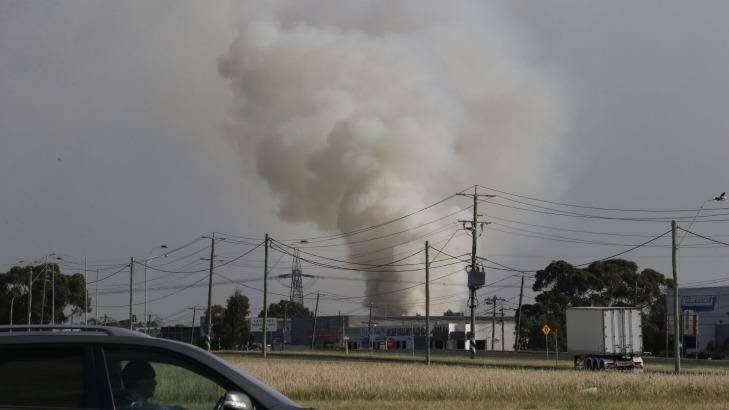 The plume of smoke from the Somerton waste tip fire. Photo: Eddie Jim