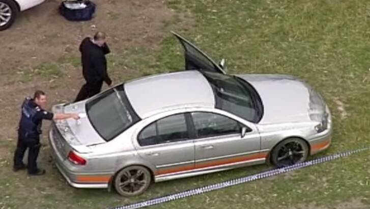 Police investigate after a man was found in the boot of a car at South Morang. Photo: NINE NEWS