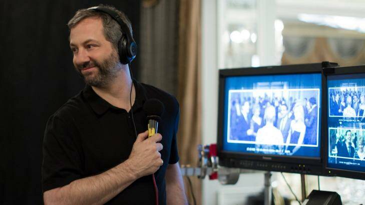 Judd Apatow on the set of the film  Trainwreck. Photo: Universal