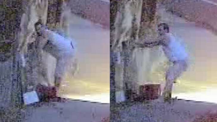 CCTV images of a man police believe may have been dropping tacks on the Yarra Boulevard in Kew. Photo: Victoria Police