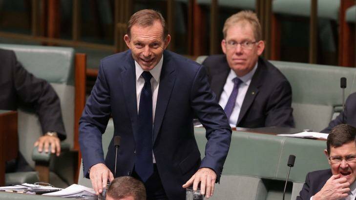 Former prime minister Tony Abbott during question on Wednesday. Photo: Andrew Meares