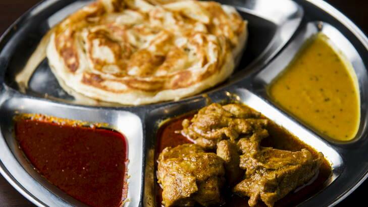 Roti canai at PappaRich in the Canberra Centre. Photo: Rohan Thomson