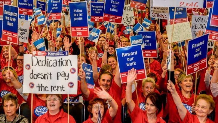 Public-sector nurses and midwives unanimously endorse the Victorian government's wage offer.  Photo: Justin McManus 