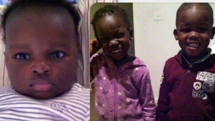 Bol, 1, left, Anger, 4, centre and her twin brother Madit, right, were killed when the car crashed into the lake.