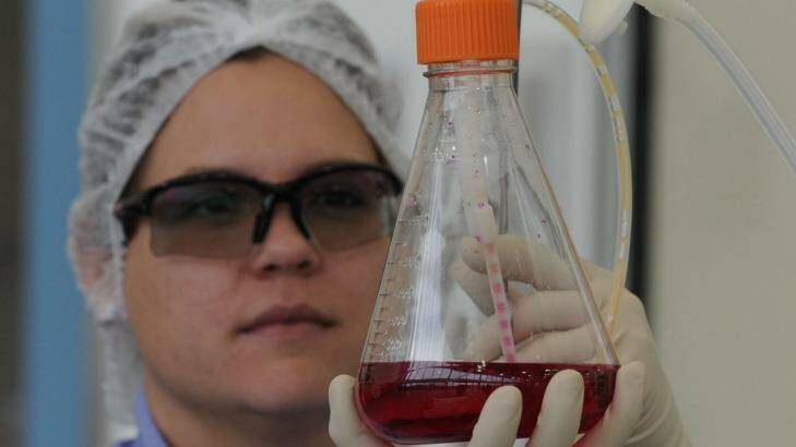 CSL manufacturing assistant Lanie Hynninen at its biotech manufacturing facility in Melbourne. Photo: Mal Fairclough