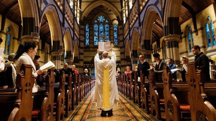 A candlelight Easter Sunday Service was held at St Paul's Cathedral in Melbourne. Photo: Paul Jeffers