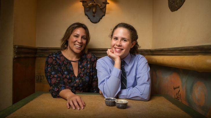 Wise words ... Kate Ceberano  and Grace Halphen, who is compiling a book of letters from famous Australians to their 13-year-old selves. Photo: Simon Schluter