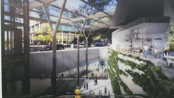 An artist's impression of the Melbourne Metro rail project's Parkville station. Photo: Supplied