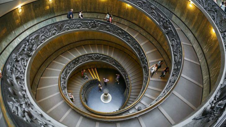 View of the spiral staircase at the Vatican.
